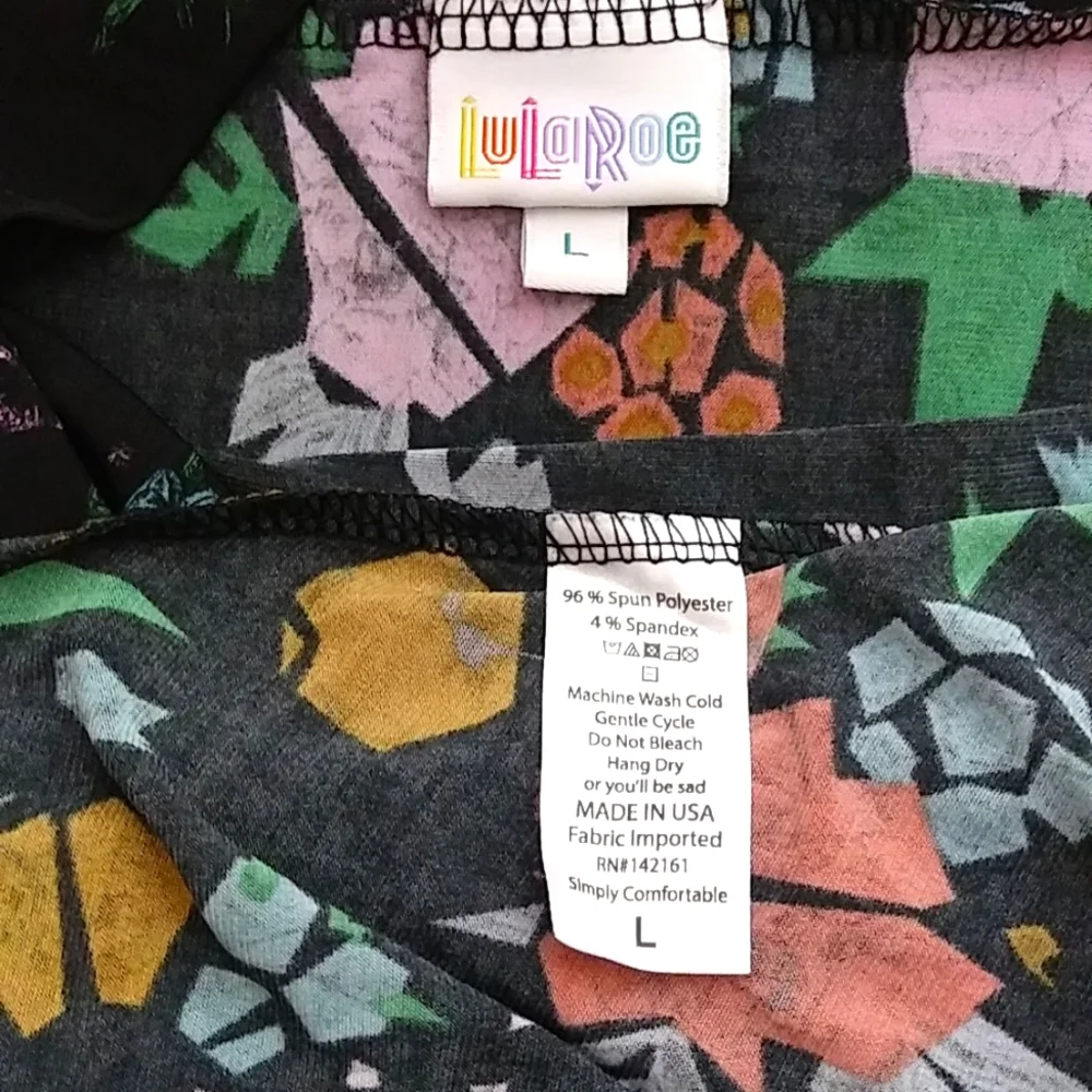 LulaRoe High Waist & Flare Skirt Black/ Purple Roses Print Size L_4